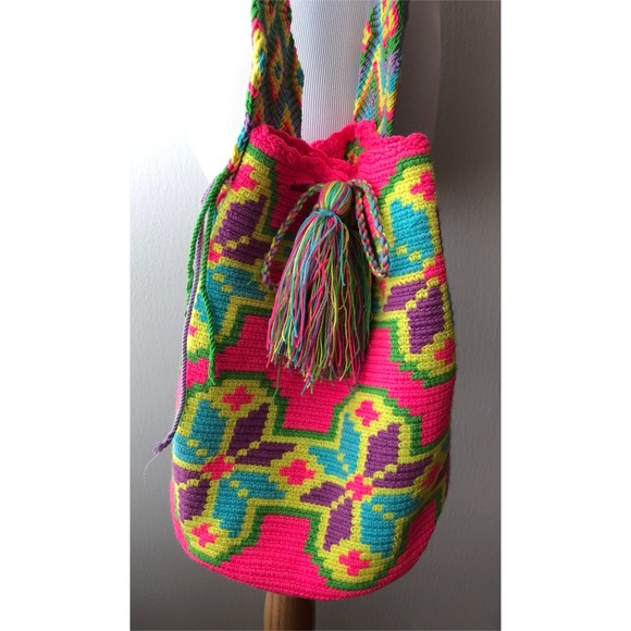 Bright colors crotchet Mochila bag. - Picture 6 of 6